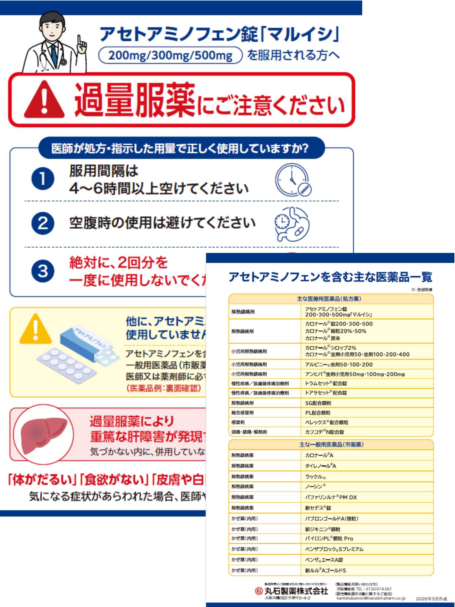 アセトアミノフェン錠「マルイシ」を服用される方へ(過量服薬注意喚起)